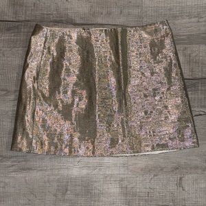 Alice + Olivia - Gold Tweed, Silk Lined Mini Skirt